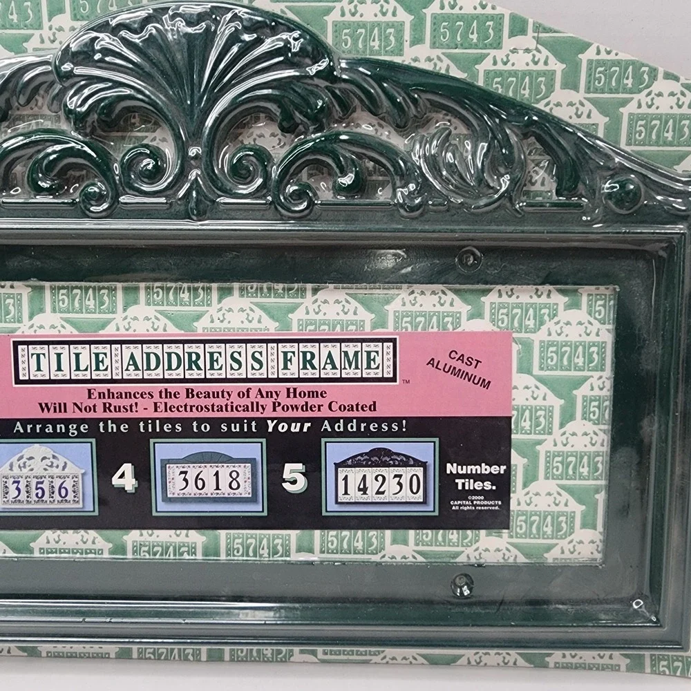 1998 Capital Products Ornate Green House Address Plaque Cast Aluminum New Sealed